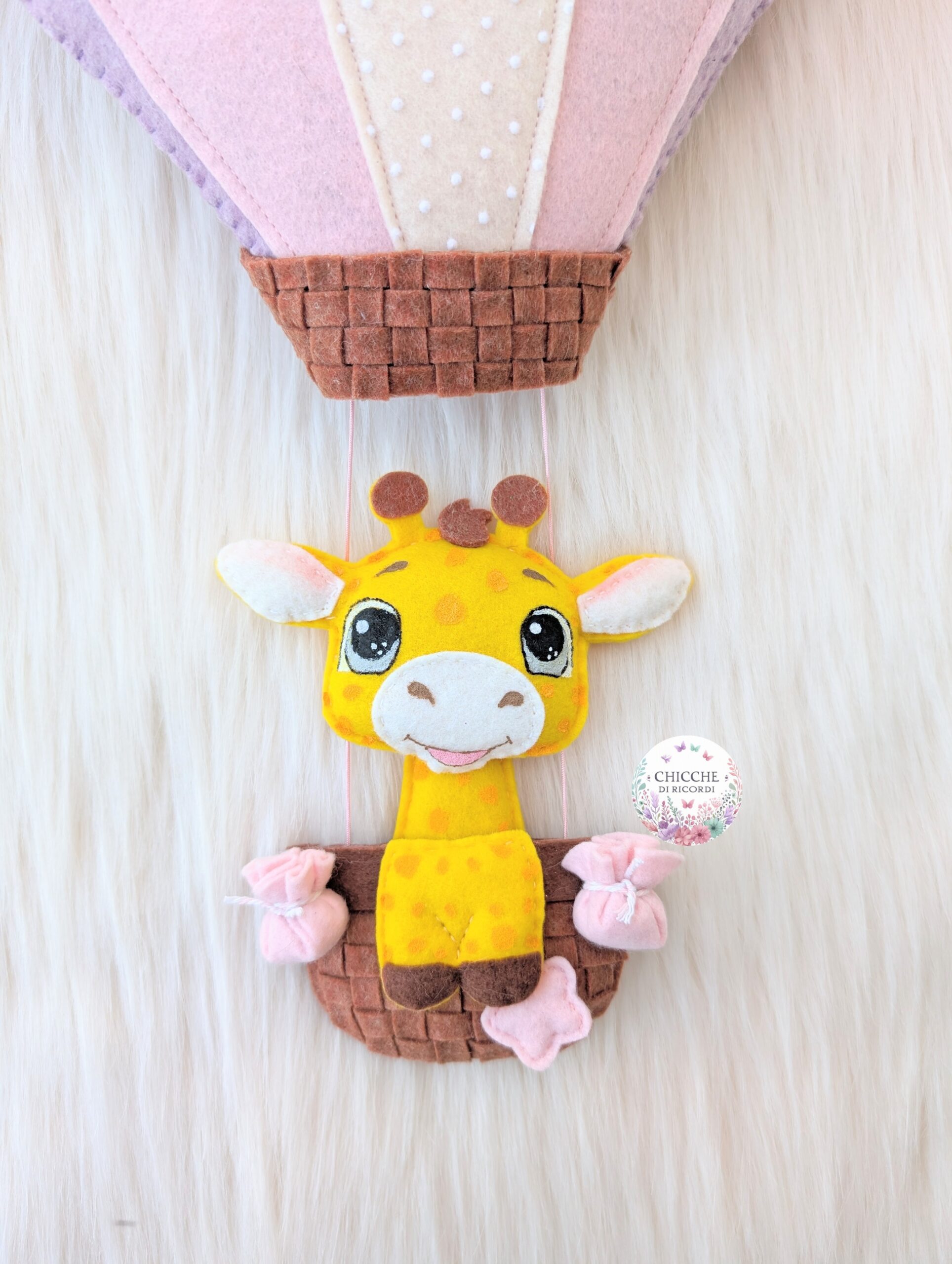 Fiocco nascita mongolfiera con giraffa - immagine 5