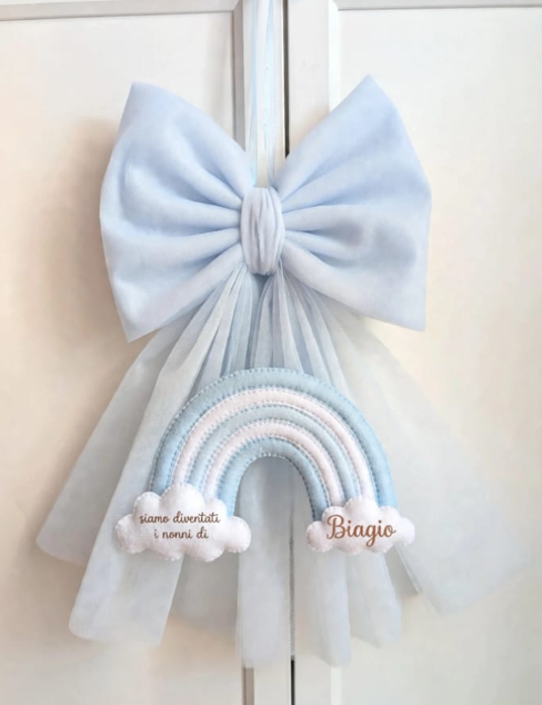 Fiocco nascita baby con arcobaleno