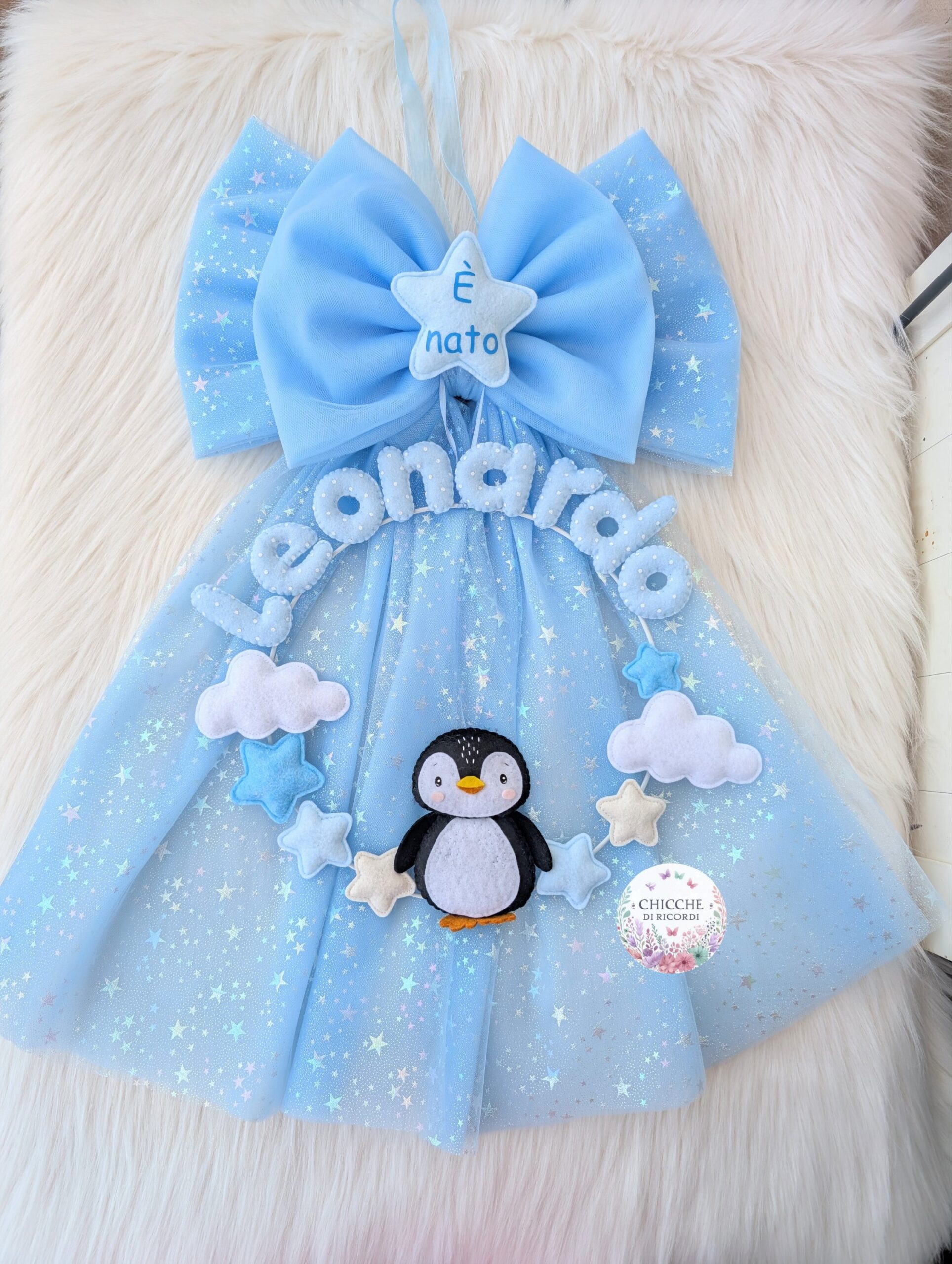 Fiocco nascita pinguino - immagine 1